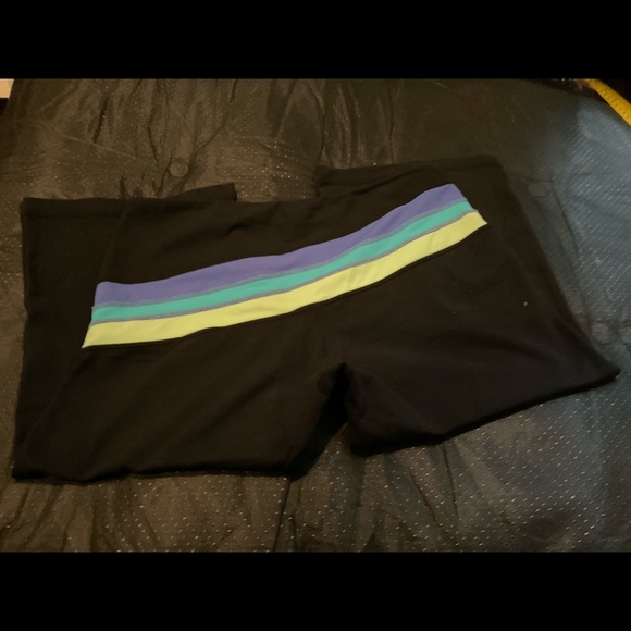“LULULEMON”  Reversible Cropped Pants with Tri Colour Top Band/ Stripe. - Picture 2 of 13